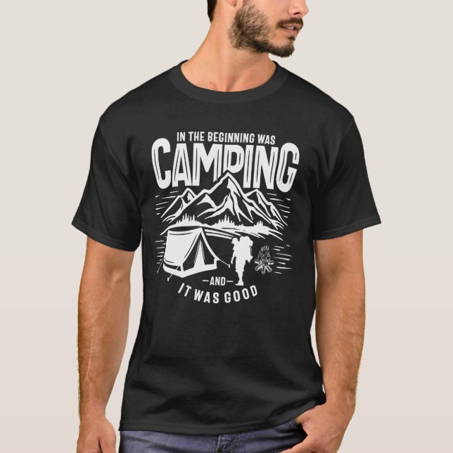 T-shirt Inhe Beginning Was Camping Outr Adventure funny (Devant)