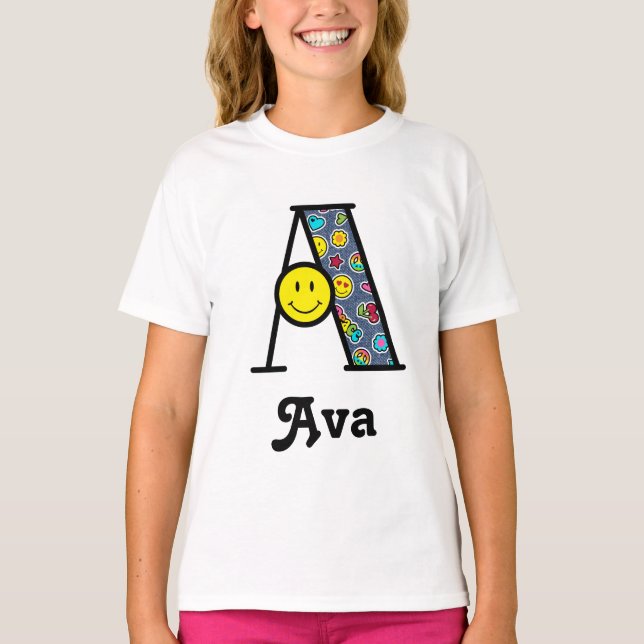 T-shirt Initiale A de chemise de fête d'anniversaire (Devant)