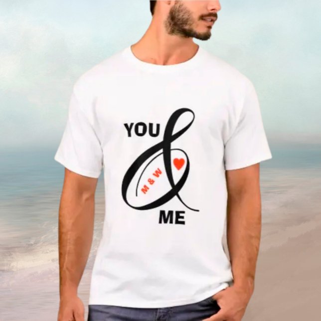 T-shirt Initiales romantiques personnalisées Coeur (Créateur téléchargé)