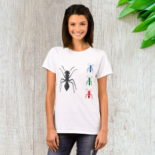 T-shirt Insectes de silhouettes de fourmi Noir Bleu Vert e