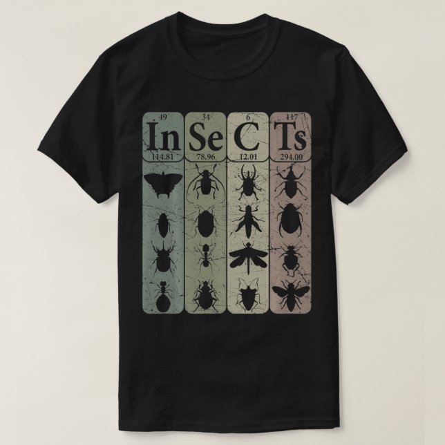 T-shirt Insectes Tableau périodique Éléments Entomologiste (Design devant)
