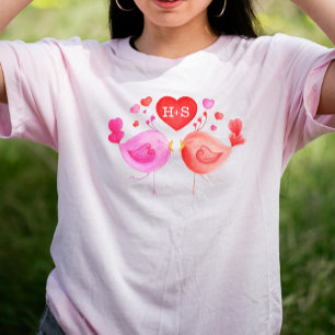 T-shirt Inséparables peints personnalisation initiales art