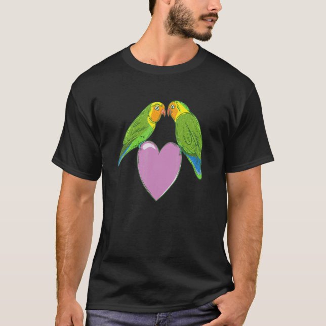T-shirt Inséparables perchés sur un coeur (Devant)