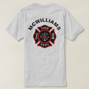 T-shirt Insigne de pompier avec nom