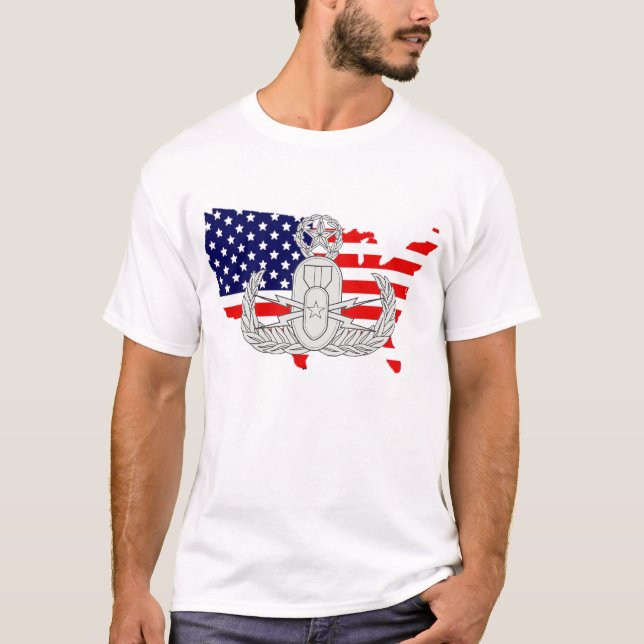 T-shirt Insigne du pays w/EOD de drapeau américain (Devant)