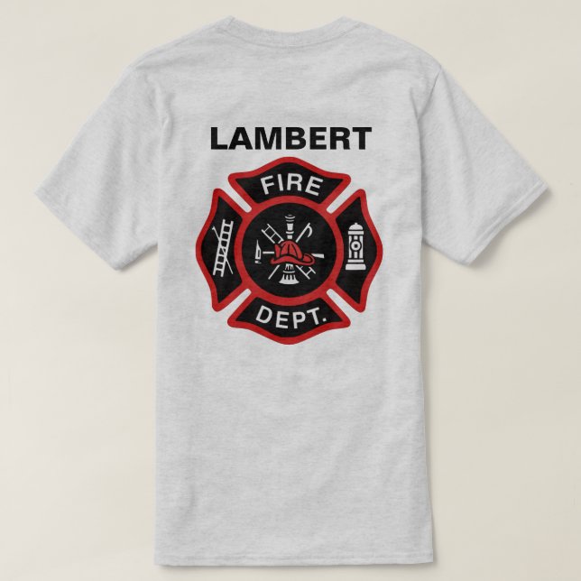 T-shirt Insigne du service d'incendie avec nom (Design dos)