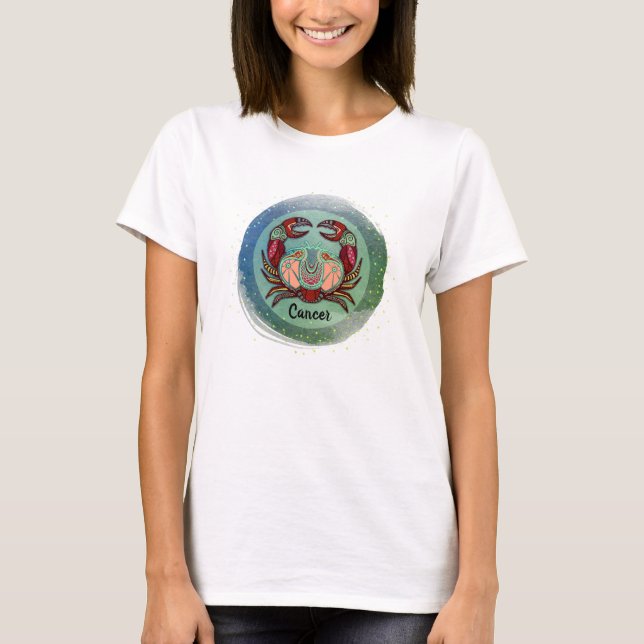 T-shirt Insigne rétro du crabe du cancer (Devant)
