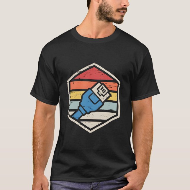 T-shirt Insigne Rj45 Ingénieur réseau (Devant)