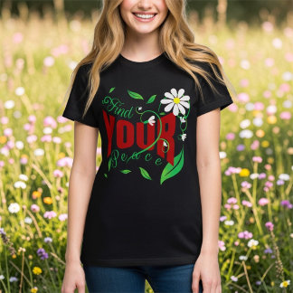 T-shirt Inspirational Bold Red Text With Flowers And Vines