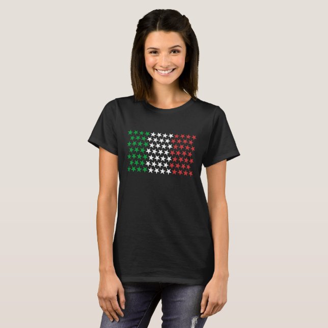 T-shirt Inspiré par le drapeau italien. Édition d'étoiles (Devant entier)