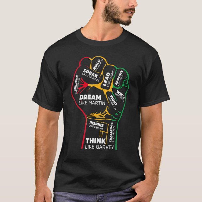 T-shirt Inspirer les leaders noirs Poing de puissance main (Devant)