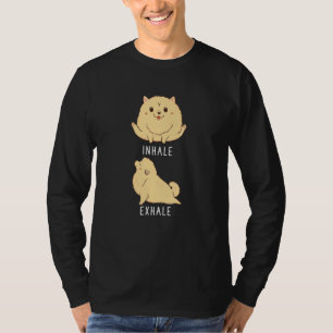 T-shirt Inspirez Expirez Pomeranian Yoga Chien 1
