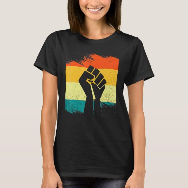 T-shirt Inspiring Black Leaders Power Fist Hand Black Hist (Devant)