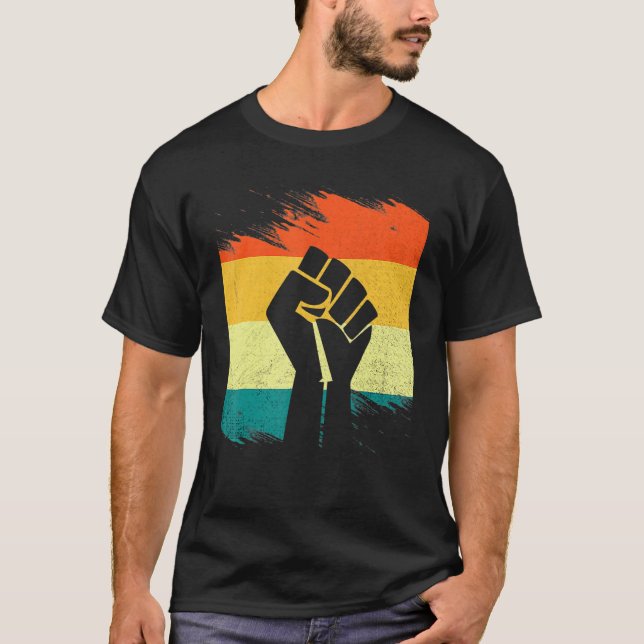 T-shirt Inspiring Black Leaders Power Fist Hand Black Hist (Devant)