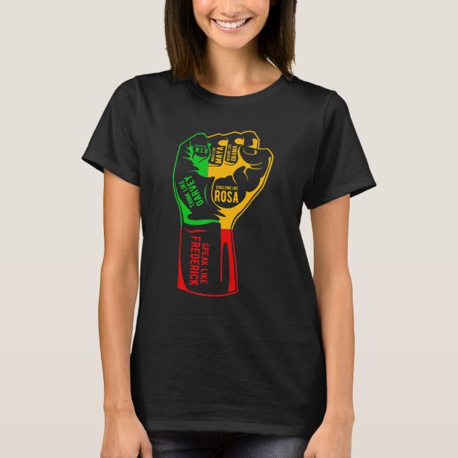 T-shirt Inspiring Black Leaders Power Fist Hand Black Hist (Devant)