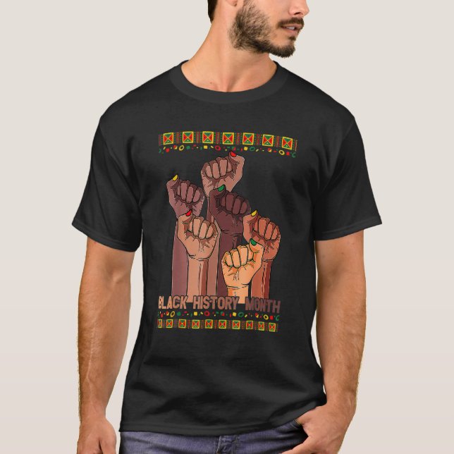 T-shirt Inspiring Black Leaders Power Fist Hand Black Hist (Devant)