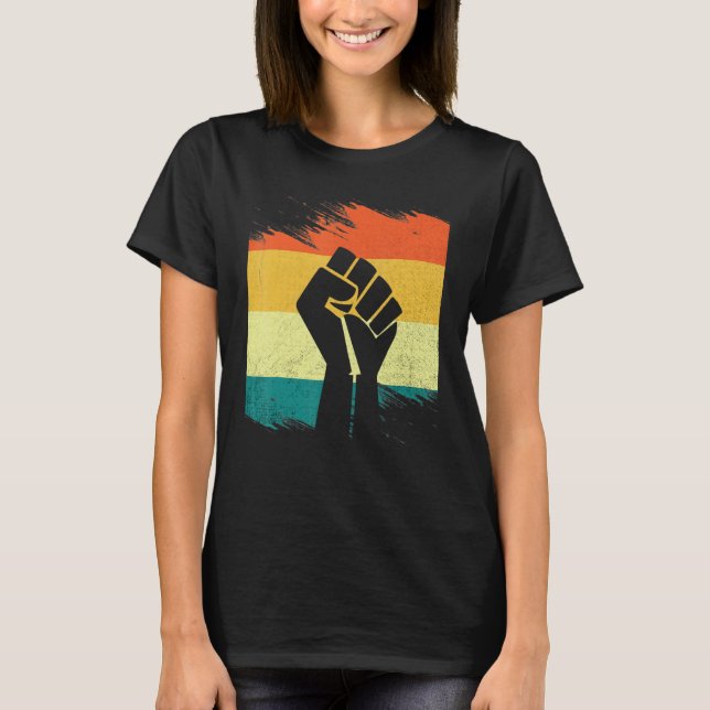 T-shirt Inspiring Black Leaders Power Fist Hand Black Hist (Devant)