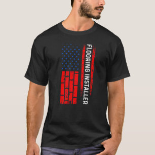 T-shirt Installateur de sol Entrepreneur Usa Drapeau Planc