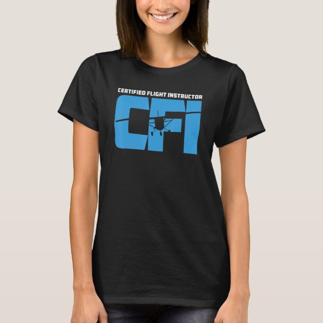 T-shirt Instructeur De Vol Certifié Cfi Avion Silhouett (Devant)