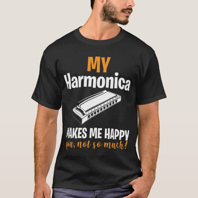T-shirt Instrument de chance musicien harmonica blues (Devant)