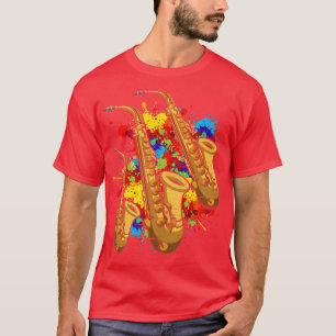 T-shirt Instrument de musique de jazz Saxophoniste coloré
