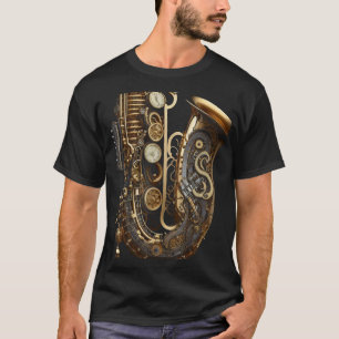 T-shirt Instrument de musique saxophone Steampunk graphiqu