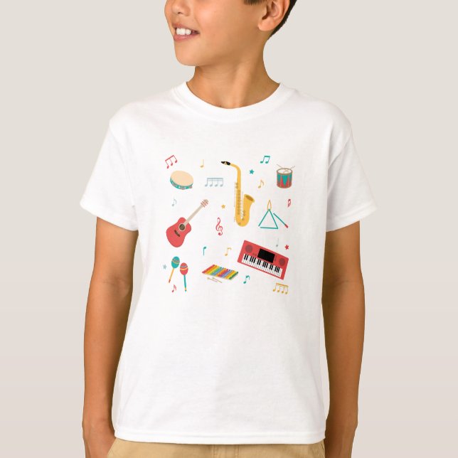 T-shirt Instruments de musique Thème musical Pattern (Devant)
