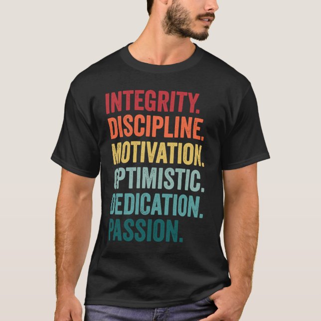 T-shirt INTEGRITY MOTIVATION OPTIMISTIC DEDICATION Values  (Devant)