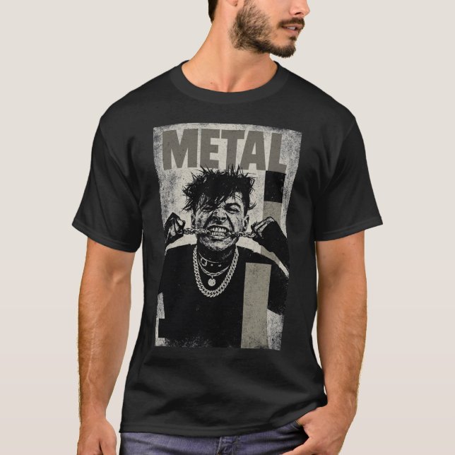 T-shirt Intense Metalhead Screaming Portrait (Devant)