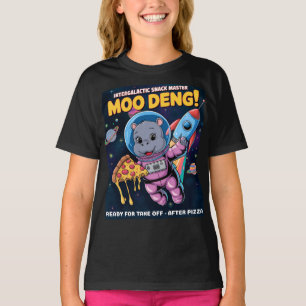 T-shirt Intergalactique Moo Deng Baby Hippo Pizza Aventure