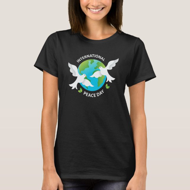 T-shirt International Peace Day Earth Pigeon For Man Woman (Devant)