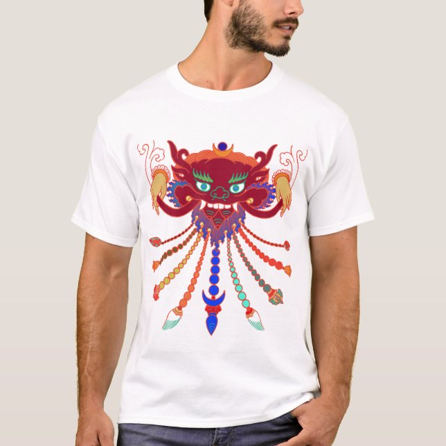 T-shirt interprétation tibétaine de masque (Devant)