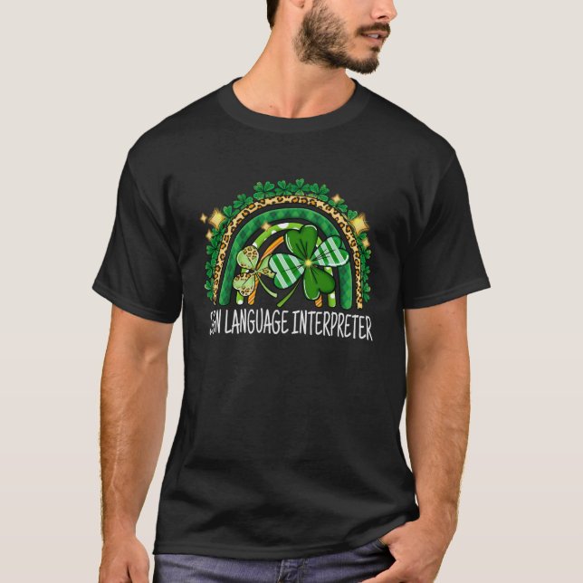 T-shirt Interprète en langue des signes Arc en ciel Lucky  (Devant)