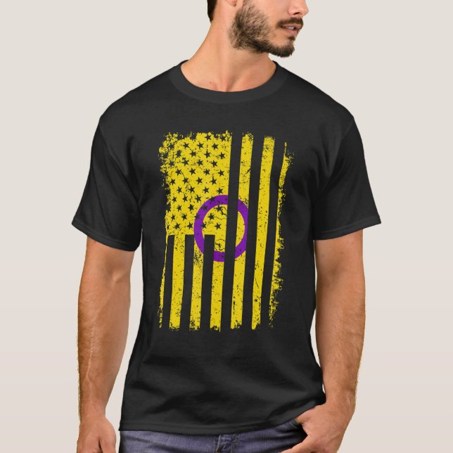 T-shirt Intersex Pride Us American Flag Loin Lgbt Pri (Devant)