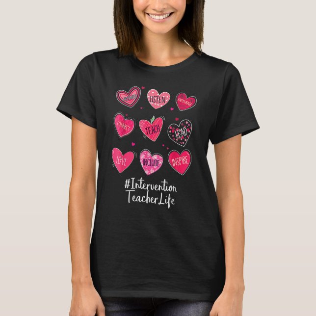 T-shirt Intervention Teacher Hearts Valentine Valentines D (Devant)