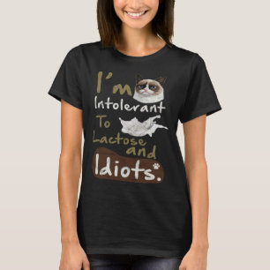 T-shirt Intolérant au lactose et aux idiots  Chat Chat en 
