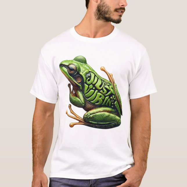 T-shirt Intricate Green Frog Just Vibin' (Devant)