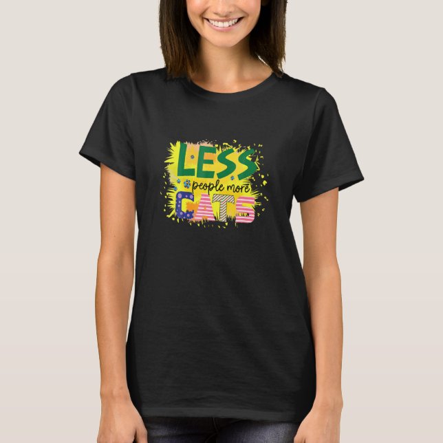 T-shirt Introvert Cat Lover Less People More Cats Graphic  (Devant)