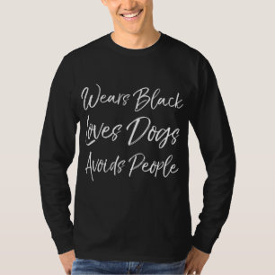 T-shirt Introvert Sarcastique Portes Black Lots Chiens Évi