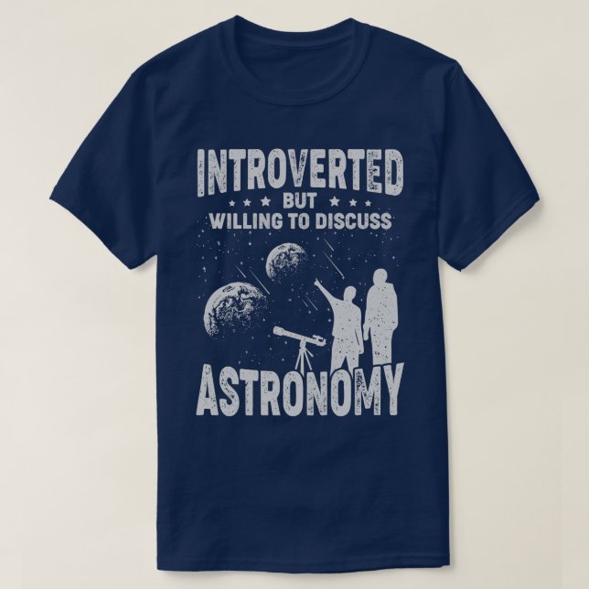 T-shirt Introverted Mais Prêt À Discuter De L'Astronomie (Design devant)