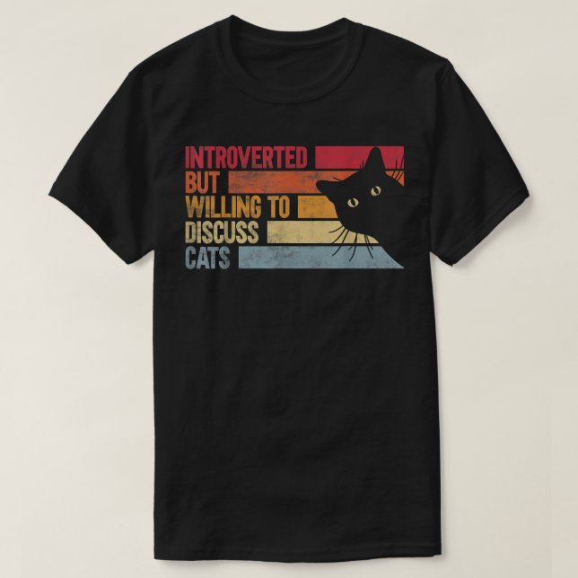 T-shirt Introverted Mais Prêt À Discuter Des Chats (Design devant)