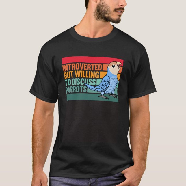 T-shirt Introverti mais perroquets Pêcher face bleu Lovebi (Devant)