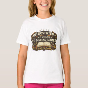 T-shirt Introverti mais Prêt à Discuter de Livres Vintage