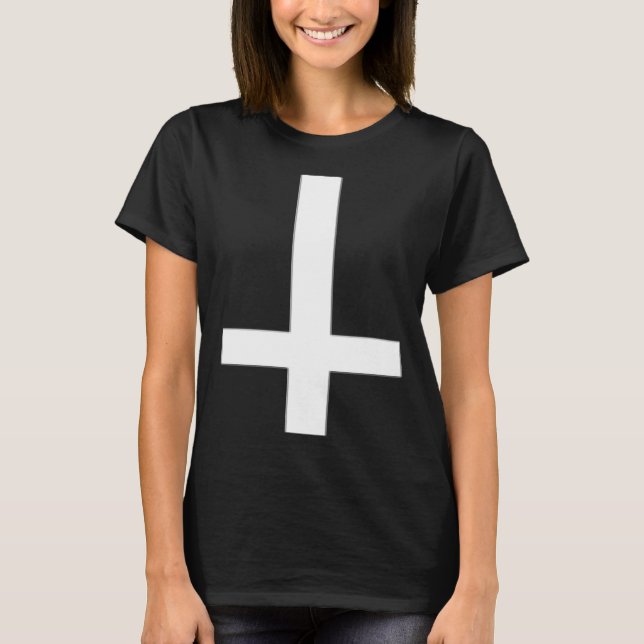T-shirt Inverted Cross Upside Down Satan Antichrist Atheis (Devant)