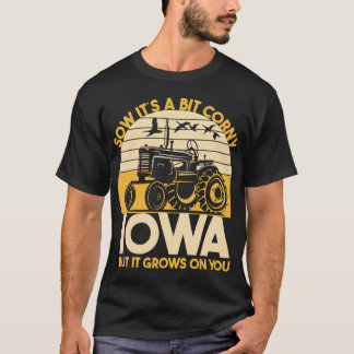 T-shirt Iowa American Farmer Midwest Corn Retro Sunset Tra