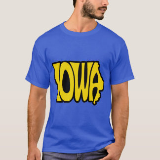 T-shirt Iowa Black and Gold Font Graphic