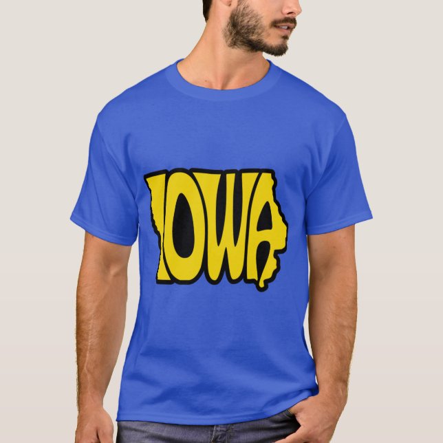 T-shirt Iowa Black and Gold Font Graphic (Devant)