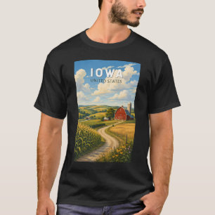T-shirt Iowa Illustration Voyage Art Vintage