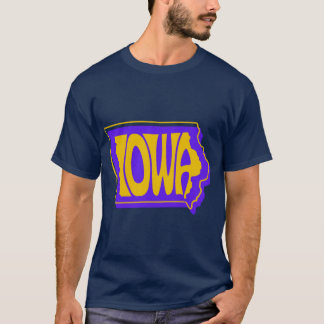 T-shirt Iowa Purple and Gold State Typography Art Oversize