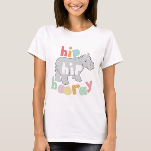 T-shirt ip Hip Hip Houray Gris Hippo Dessin mignon Animal